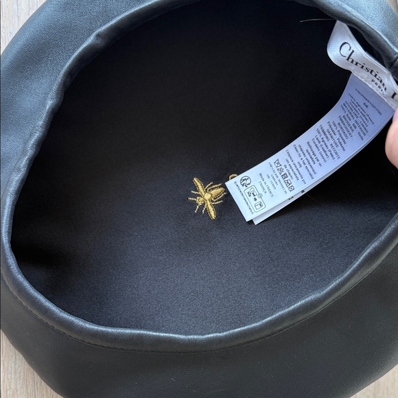 Dior Elegant Black Leather Hat never used brand new